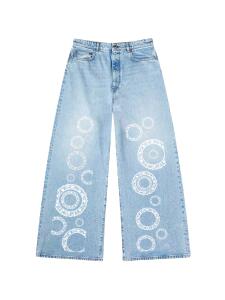 Circle Print Light Wash Wide Leg Jeans