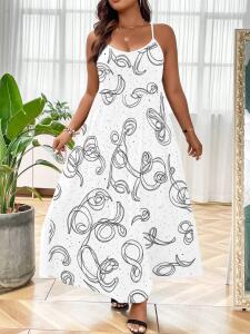 （Y2）女士大码涤纶吊带连衣裙