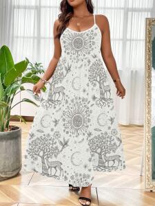 （Y2）女士大码涤纶吊带连衣裙