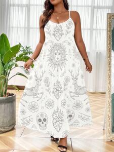 （Y2）女士大码涤纶吊带连衣裙